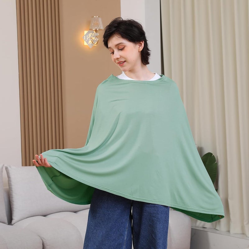 SEJOY Multi-use Nursing Cover for Breastfeeding, 360°Full Coverage Nursing Poncho, Rayon Soft & Breathable Breastfeeding Cover up (Smooth Rayon, Sage Green) - Image 2